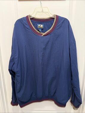 Vintage Men's Relaxed Windbreaker Pullover in Navy with Pockets